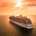 Cruise ship at sunset