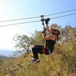 Rider on a zip line