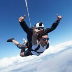 Skydiver under a parachute
