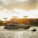 White yacht cruising